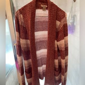 Burgundy and white cardigan